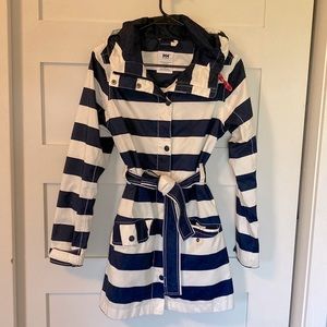Helly Hansen Blue White Striped Rain Jacket